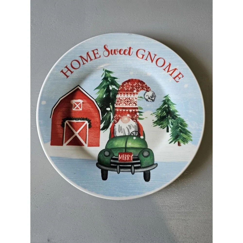 Royal Norfolk Home Sweet Gnome Christmas Dinner Plate 10.5
